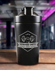 Personalised Insulated Protein Stainless Steel Shaker, Custom Engraved Gym Lover Matte Black Blender, Water Bottle, Work Out Gift Mum, Dad