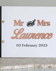 Custom Made Engraving & 3D Raised Acrylic, Vegan Leather Wedding Guest Book, Personalised Traditional Logo Guestbook Keepsake, Party Decor