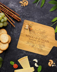 Personalised Wooden Paddle Chopping Board, Customised Cheese Serving Handle Tray, Engraved Charcuterie Platter, Housewarming, Corporate Gift