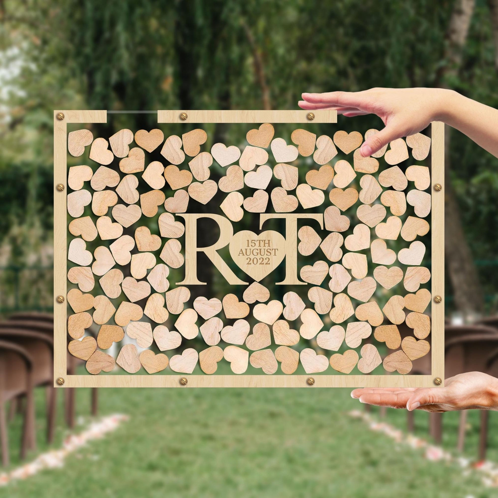 Custom Made Laser Cut Plywood &amp; Acrylic Rectangle Wedding Chips Drop Box, Rustic Personalised Guest Book Alternative, Stationery Table Decor