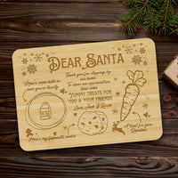 Personalised Dear Santa Treat Tray, Custom Engraved Christmas Eve Board, Etched Reindeer Milk Carrot Cookie Platter, Plywood Xmas Night Tray