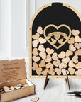 Custom Made Plywood & Acrylic Arch Shape Wedding Heart Chips Drop Box, Rustic Personalised Guest Book Alternative, Stationery Table Decor