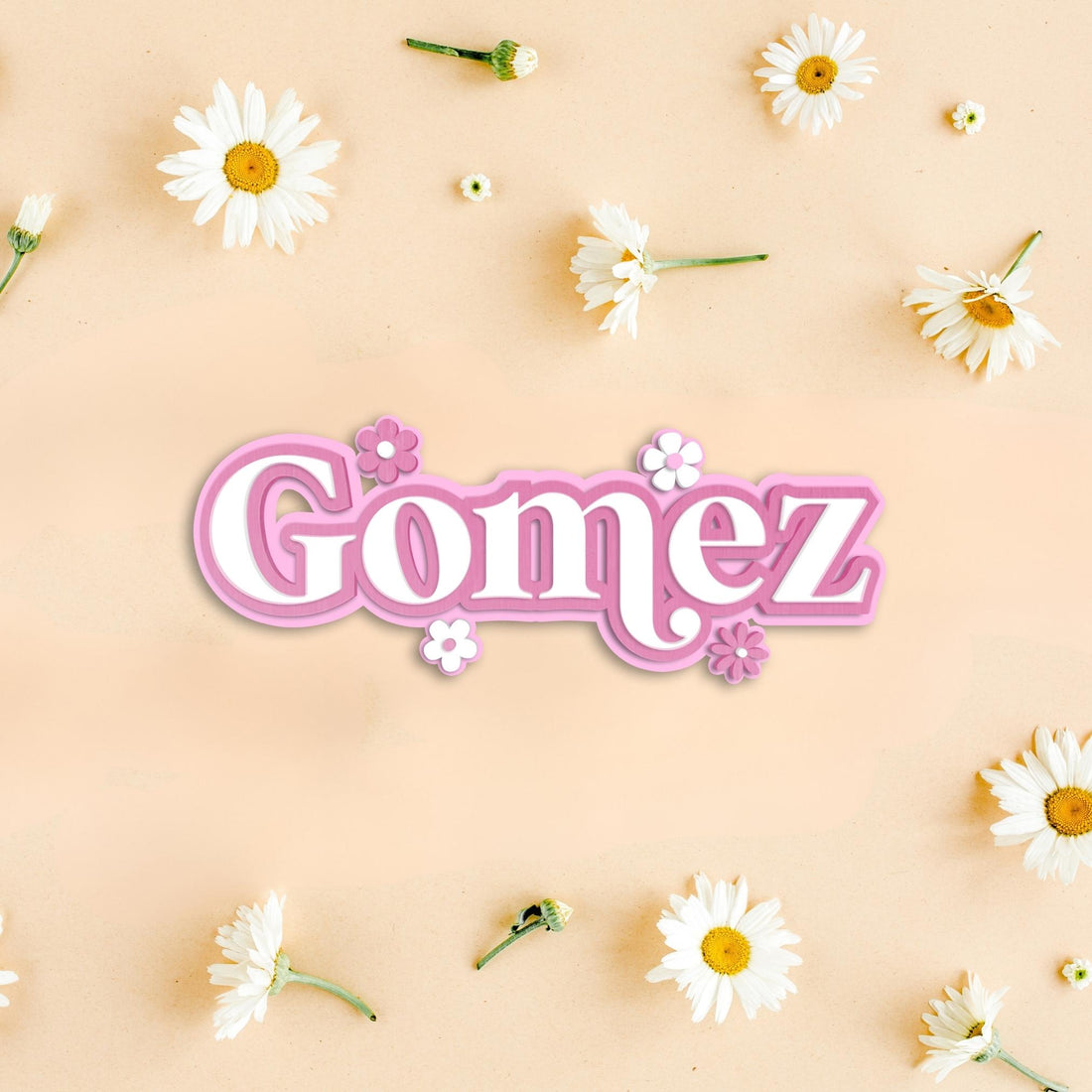 Custom Acrylic 3D Triple Layer Daisy Flower Script Name Sign, Personalised Mirror Kid Girl Nursery Wall Decor, First Birthday Shower Signage