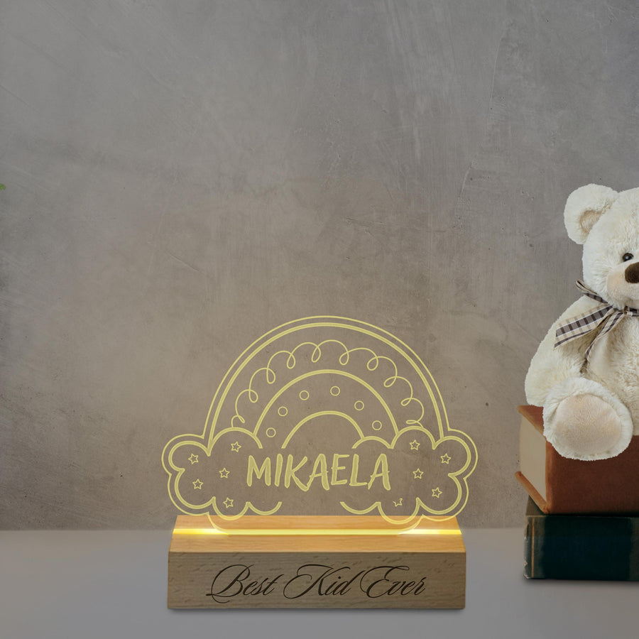 Personalised 3D Acrylic LED Kid Light, Custom Engraved Baby Night Lamp, Baby Room Decor, Dinosaur, Rainbow, Twinkle, Astronaut Birthday Gift