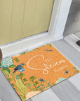 Personalised Floral Garden Coir Doormat, Customised Color Logo Printed Property Estate Entry Welcome Outdoor Indoor Mat, Housewarming Gift