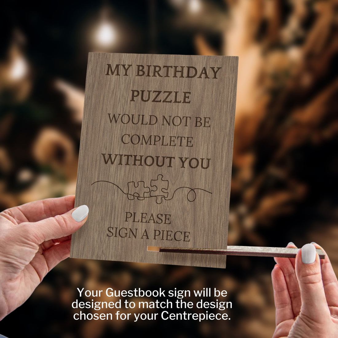 Custom Tree Shape Plywood Puzzle Birthday/ Anniversary Guestbook Set Alternative, Rustic Personalised Name Date Jigsaw Wedding Gallery Decor
