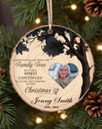 Personalised Remembering Family Tree Photo Christmas Wood Slice Ornament, Custom Name Memorial Image Bauble UV Print Pet Gift Tag Xmas Decor