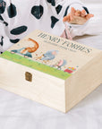 Personalised New Born Baby Wooden Keepsake Box, Custom UV Print Cartoon Water Paint Memory Boxes Treasure Storage First Birthday Shower Gift