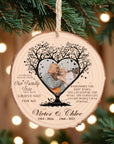 Personalised Remembering Family Tree Branch Heart Photo Christmas Wood Slice Ornament, Custom Memorial Pet Image Bauble, Xmas Gift Tag Decor