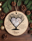 Personalised Remembering Family Tree Branch Heart Photo Christmas Wood Slice Ornament, Custom Memorial Pet Image Bauble, Xmas Gift Tag Decor