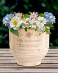 Personalised Small Wooden Cylinder Planter, Engraved Flower Pot, Customised Logo Timber Vase, Memorial, Wedding, Birthday, Anniversary, Housewarming, Mother's Day, Teacher, Nan, Garden Lover's Gift, 