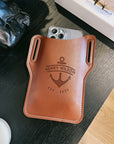 Personalised Leather Travel Belt Phone Case Holster, Custom Engraved Barber, Florist, Handyman, Crafting Hip Pouch, Groomsman, Father Gift