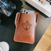 Personalised Leather Travel Belt Phone Case Holster, Custom Engraved Barber, Florist, Handyman, Crafting Hip Pouch, Groomsman, Father Gift