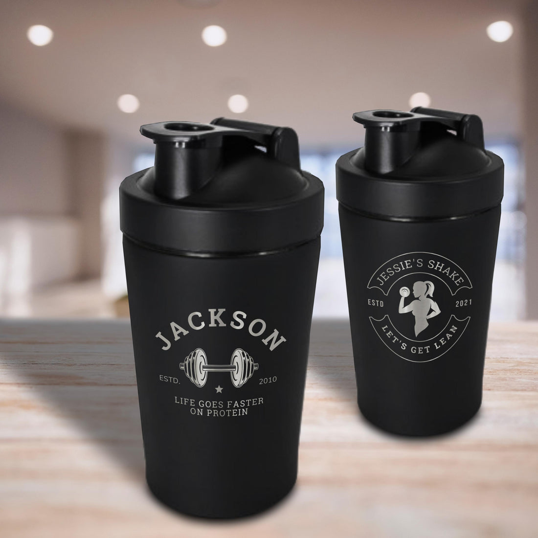 Personalised Insulated Protein Stainless Steel Shaker, Custom Engraved Gym Lover Matte Black Blender, Water Bottle, Work Out Gift Mum, Dad