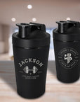 Personalised Insulated Protein Stainless Steel Shaker, Custom Engraved Gym Lover Matte Black Blender, Water Bottle, Work Out Gift Mum, Dad