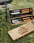 Personalised Bamboo BBQ Tools & Box Set, Custom Engraved Barbecue Utensils Case, Grill Master, Groomsman, Dad, Housewarming, Corporate Gift