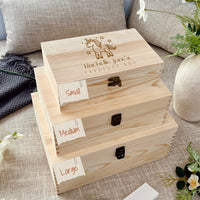 Personalised New Born Baby Wooden Keepsake Box, Custom Engraved Time Capsule Memory Boxes, Treasure Storage, Nursery, First Birthday Gift