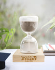 Personalised Glass Hourglass Timer with Wooden Base
