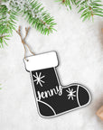 Personalised Double Layer Christmas Sock Ornament, Custom Name Mr & Mrs First Xmas New House/ Married/ Engaged Xmas Bauble, Tree Gift Tags