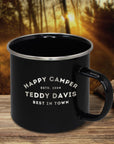 Engraved Enamel Camping Coffee Cup, Custom Logo Etching Adventure, Picnic, Hiking Mug, Personalised Travel Tumbler, Gift for Mom, Dad, Him