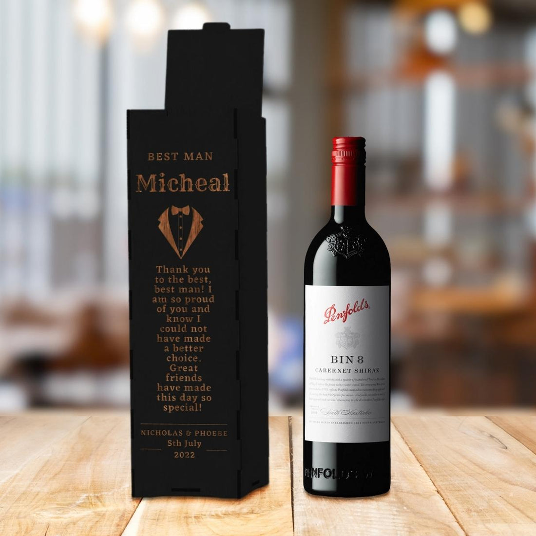 Custom Made Laser Cut & Engraved Wooden Wine Box, Personalised Plywood/ MDF Name/ Logo Wedding, Birthday, Corporate Wine Bottle Gift Boxes