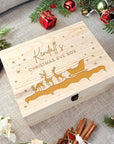 Personalised Wooden Reindeer Christmas Eve Box, Custom Engraved Keepsake Kid Treasure Santa Storage First Xmas Couple New Home Memorial Gift