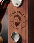 Custom Engraved Wooden Beer/ Drink Bottle Opener & Magnetic Cap Catcher, Personalised Name Logo , Father, Christmas, Groomsmen Gift for Him