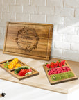 Personalised Acacia Wooden Magnetic Cutting/ Chopping Board & Trays, Custom Engraved Cheese Charcuterie Serving Platter Housewarming Corporate Gift