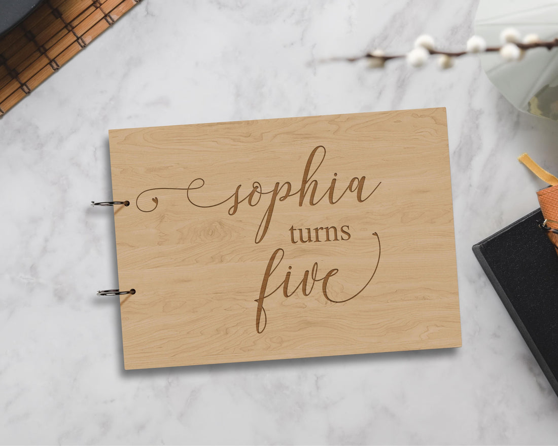 Custom Engraved Wooden Birthday Guest Book, Personalised Plywood Alternative/ Traditional Guestbook Keepsake,  Rustic/ Vintage Party Decor