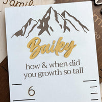 Custom Made 3D Raised Name Wooden Kid Height Chart, Personalised Laser Cut & Engraved Family Growth Ruler Record, Nursery Wall Decor Gift