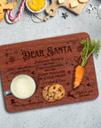 Personalised Dear Santa Treat Tray, Custom Engraved Christmas Eve Board, Etched Reindeer Milk Carrot Cookie Platter, Plywood Xmas Night Tray