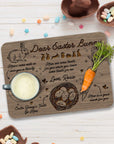 Personalised Dear Easter Bunny Treat Tray, Custom Engraved Rabbit Board, Etched Milk, Carrot Cookie Platter, Wooden Serving Board Keepsake