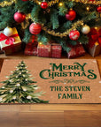 Personalised Merry Christmas Welcome Coir Doormat, Customised Printed Property Entry Welcome Outdoor Indoor Mat Xmas Decor Housewarming Gift