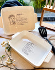 Custom Engraved Recipe & Photo Rectangle Porcelain Baking Dish