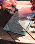 Custom Engraved Glass Coaster, Personalised Drink Mat, Wedding Favours/ Anniversary / Housewarming/ Birthday/ Corporate Gift