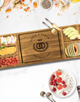 Personalised Acacia Wooden Magnetic Cutting Board & Trays, Custom Engraved Cheese Charcuterie Serving Platter, Housewarming, Corporate Gift