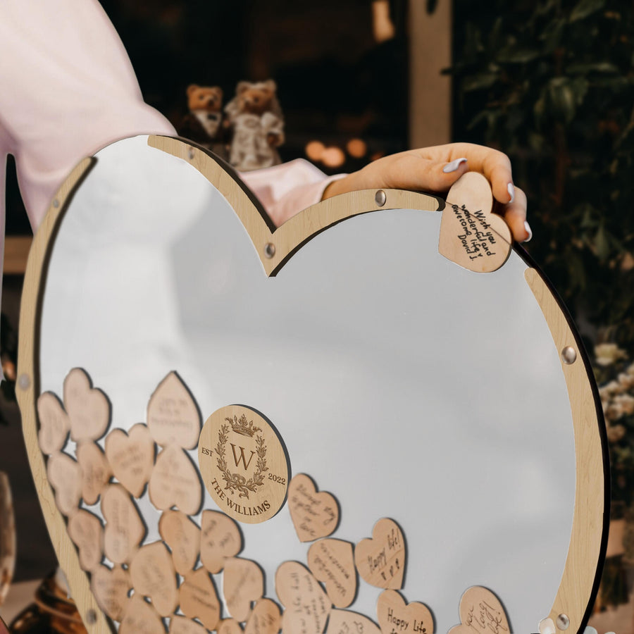 Custom Made Laser Cut Plywood Heart Shape Wedding Drop Box, Rustic Personalised Name & Date Guest Book Alternative, Stationery Table Decor