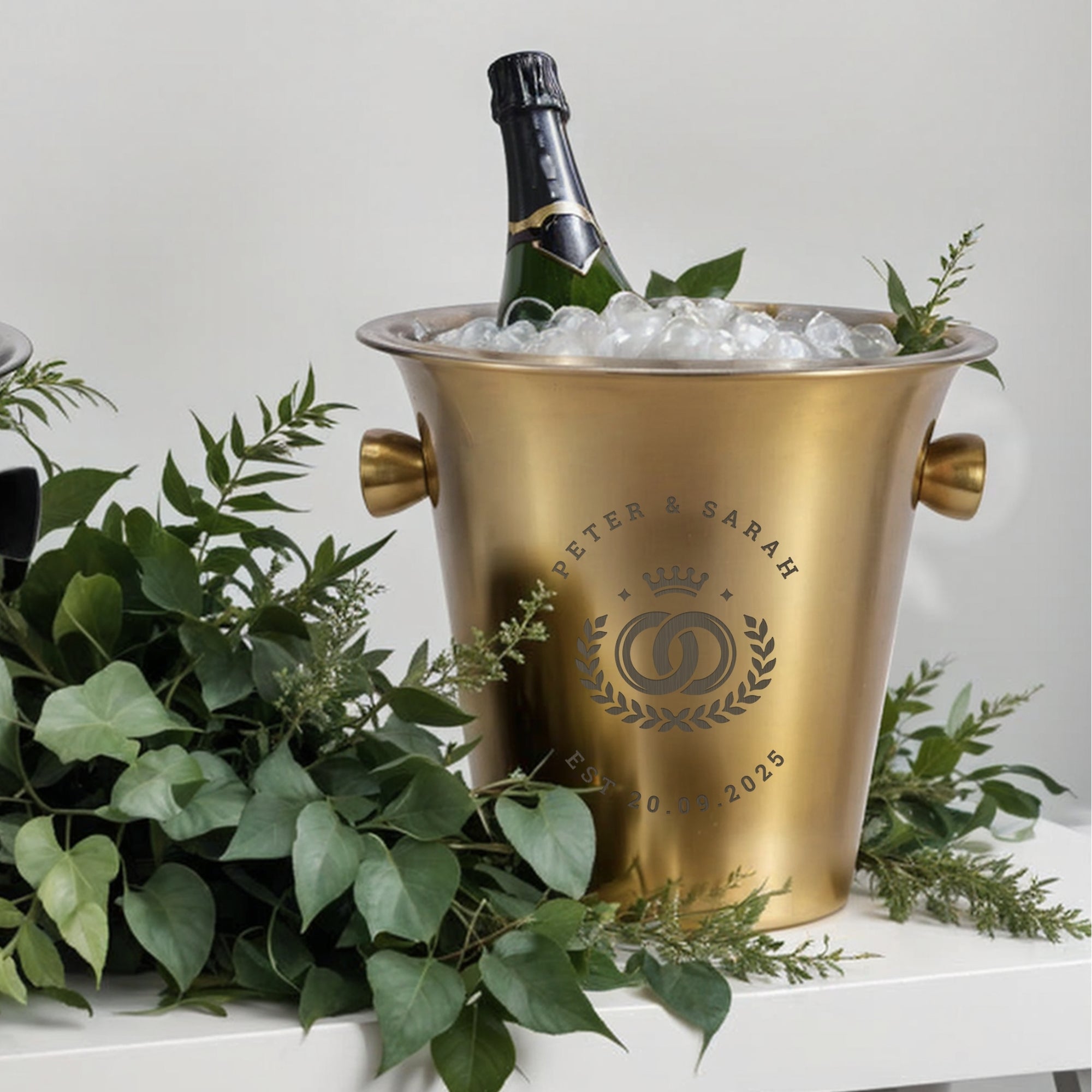 Personalised Matt Gold Champagne Ice Bucket, Custom Engraved Wine/ Beverage Tub, Housewarming, Wedding, Engagement, Christmas Barware Gift