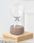 Personalised Glass Hourglass Timer with Wooden Base