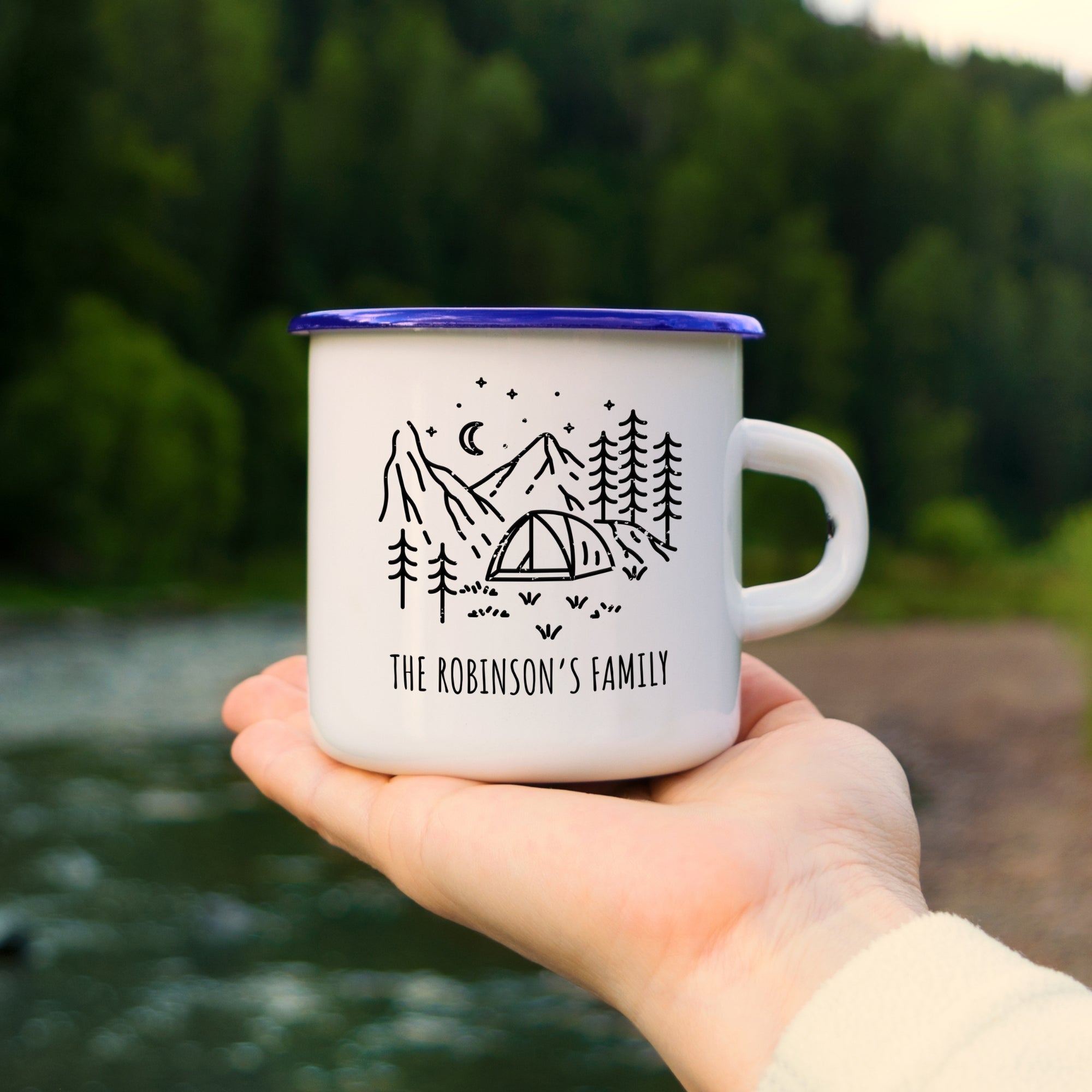 Custom Engraved Enamel Camping Coffee Cup, Personalised Large Soup Mug, Adventure, Picnic, Hiking Travel, Mom, Dad, Christmas Corporate Gift