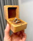 Personalised Wedding Double Slot Square Wood Ring Box, Custom Engraved Engagement Proposal Rings Bearer Oak Holder Storage, Anniversary Gift