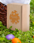 Personalised Wooden Easter Keepsake Box, Engraved Custom Rabbit Bunny Egg Sliding Hamper, First Birthday, Baby Baptism, Christian Gift Box