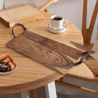 Personalised Acacia Serving Board & Iron Handles, Charcuterie, Cheese/ Chopping Cutting Board, Custom Engraved Anniversary Housewarming Gift