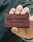 Custom Engraved Wooden Logo Business Cards Case, Personalised Credit Card Holder, Slim Wallet, Employee Colleagues Promotion, Corporate Gift