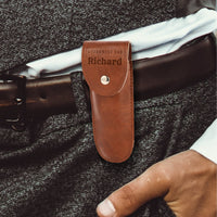 Personalised Wooden Handle Corkscrew & Leather Pouch Wine Set, Bottle Opener, Custom Logo Knife Foil Cutter, Corporate/ Groomsmen/ Dad Gift
