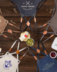 Embroidered Canvas Apron with Multi Pockets & Hanging Ring