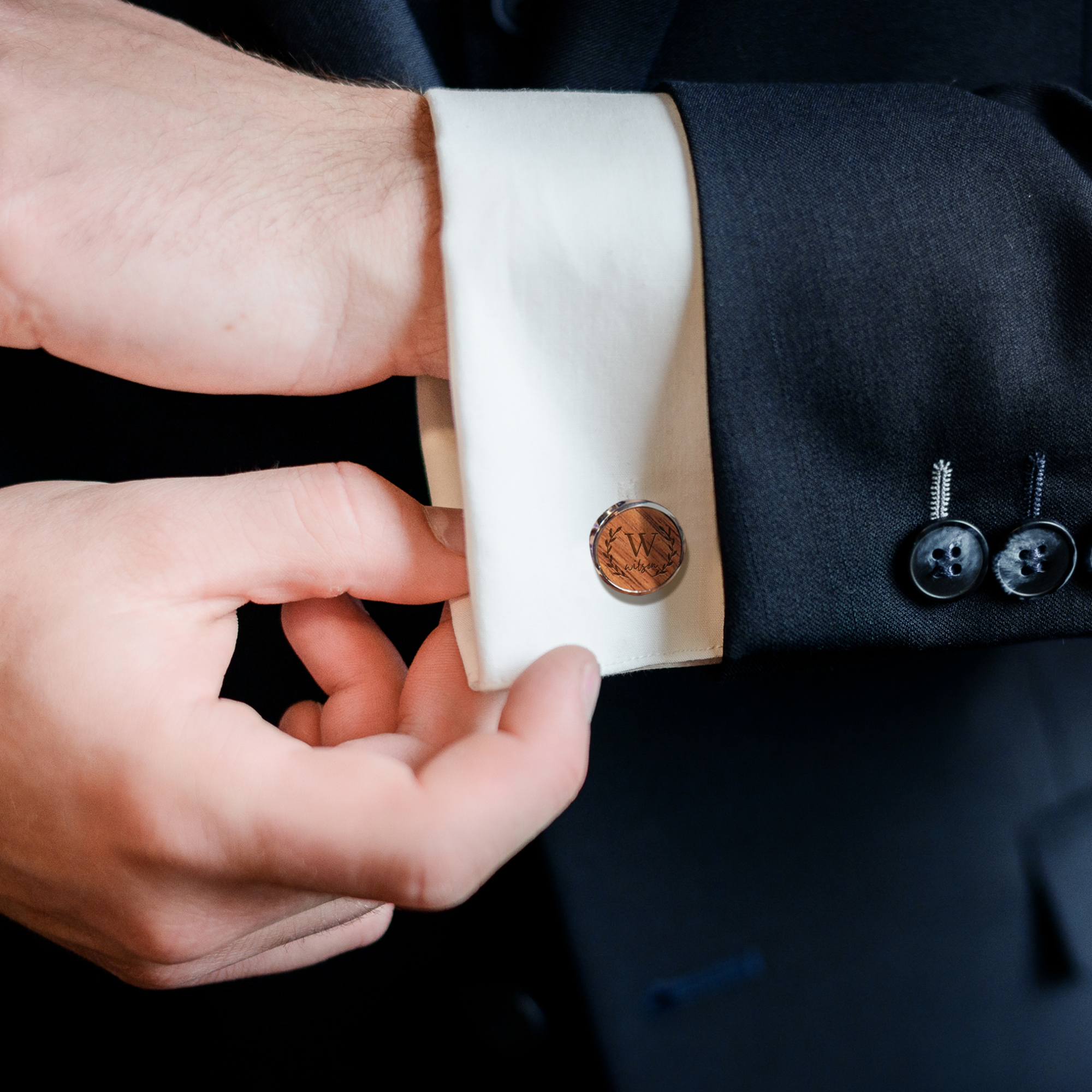 Personalised Walnut Cufflinks &amp; Tie Clip Box, Custom Engraved Man&#39;s Wooden Accessories/ Jewellery Storage, Groomsmen, Dad, Wedding Gift Set