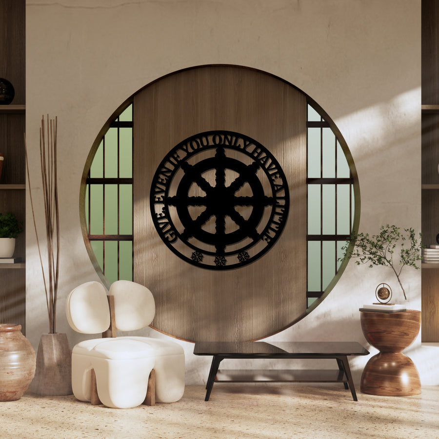 Personalised Buddha Quotes Wall Accent, Customised The Wheel of Samsara Sign Meditation Yoga Studio, Reincarnation Dharma Decor Hoop Zen Art