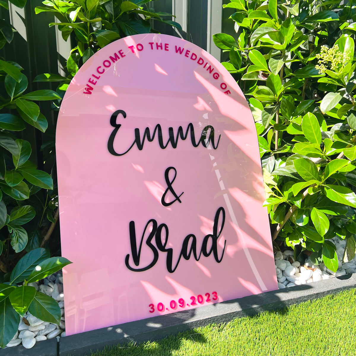 Custom Arch Double Acrylic Wedding Welcome 3D Sign, Personalised Mirror ...