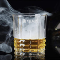 Personalised Initials 320ml Whiskey Square Pattern Glass, Custom Engraved Monogram Scotch Tumbler, Corporate, Housewarming, Groomsman Gift